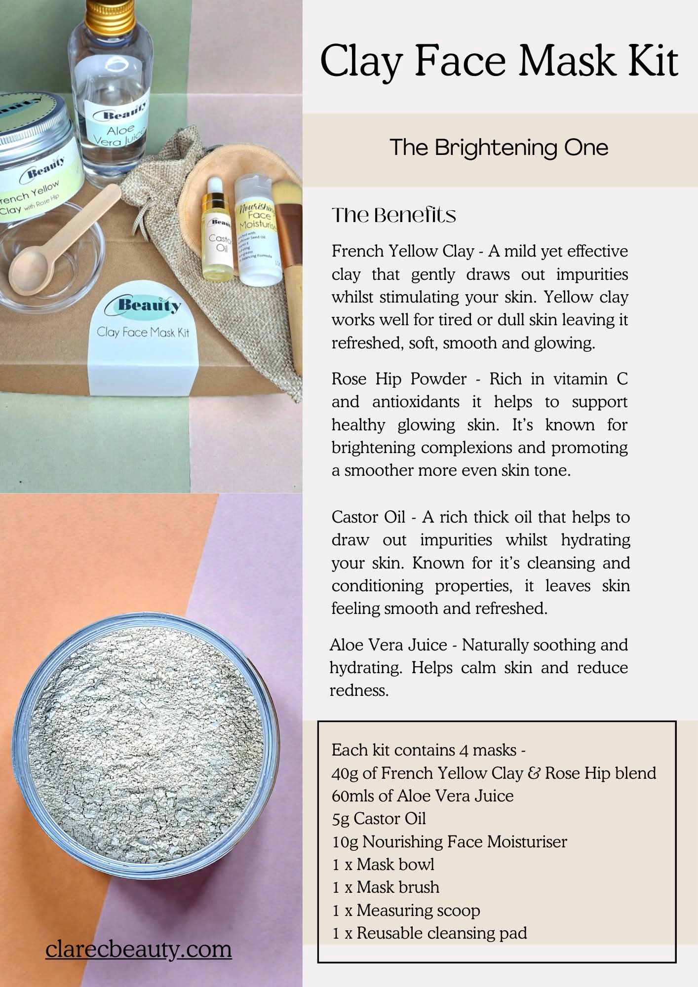 The Brightening One - Clay Face Mask Kit